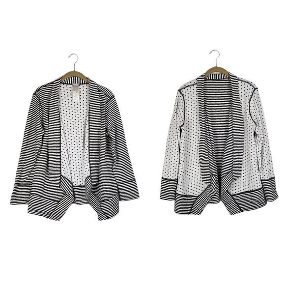 Chicos Zenergy Reversible Cardigan Stripe Dot Mix Open Front Size 1 Size 8/10 - Picture 1 of 6